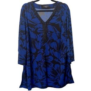 Susan graver artisan blue and black beaded top 3X